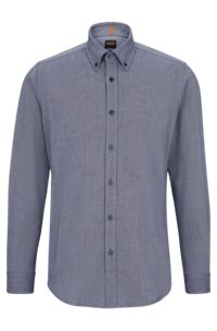 Regular-fit shirt in organic Oxford cotton, Blue