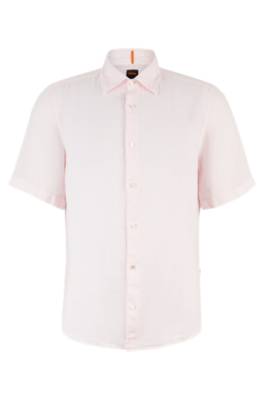 Hugo Boss Regular-fit Shirt In Garment-dyed Linen