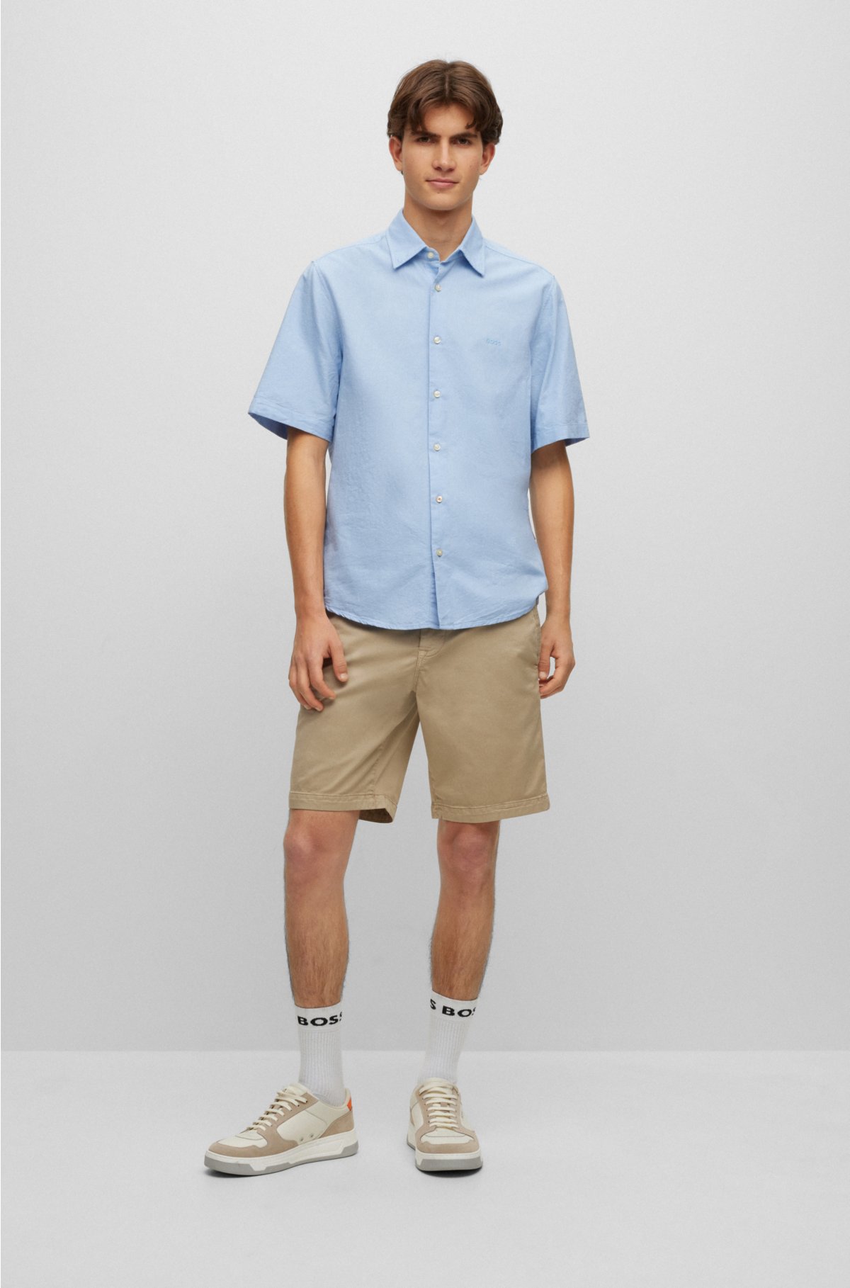 Regular-fit shirt in Oxford cotton, Light Blue