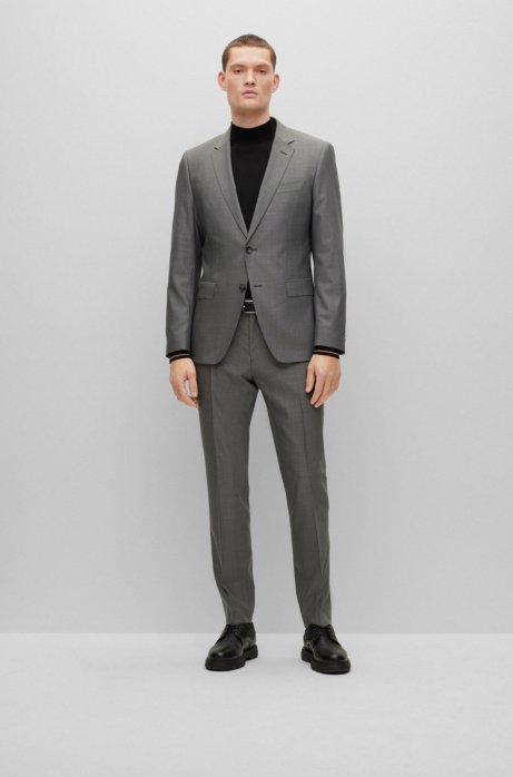 Hugo Boss Slim-fit Suit In Wool, Silk And Stretch In Black