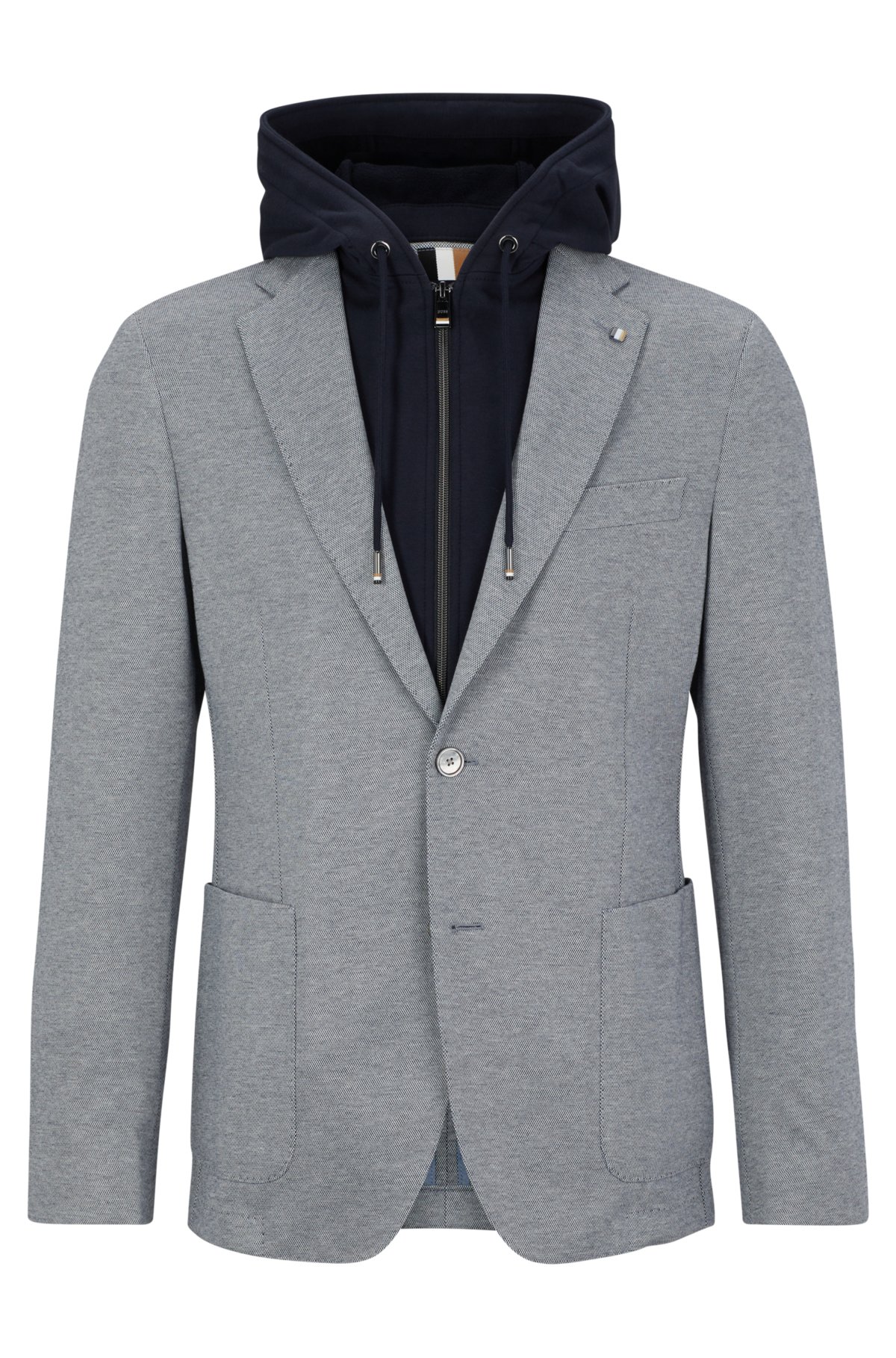 Voetzool herhaling hartstochtelijk BOSS - Slim-fit jacket with zip-up stretch-cotton hoodie
