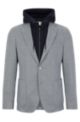 Slim-fit jacket with zip-up stretch-cotton hoodie, Grey