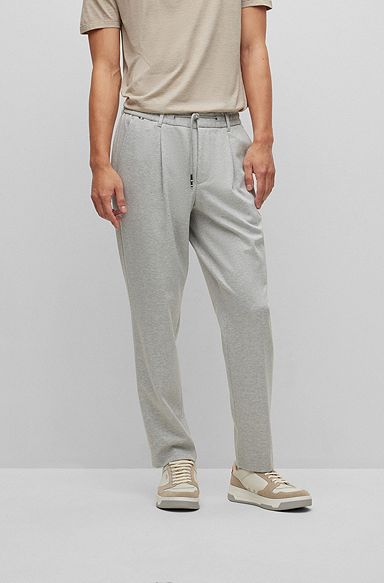 Relaxed-fit trousers in striped stretch jersey, Silver