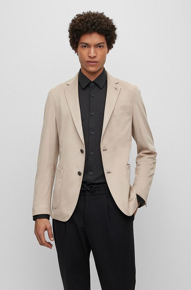 BOSS - Slim-fit jacket in stretch jersey with signature stripe