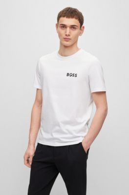 frisør tro på Fearless BOSS - Cotton-jersey T-shirt with palm-tree print