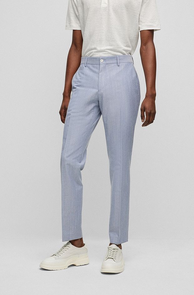 Micro-pattern formal trousers in a cotton blend, Blue