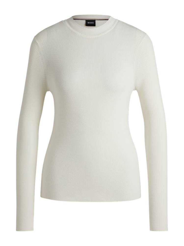 Artikel klicken und genauer betrachten! - Vielseitig kombinierbarer BOSS Pullover. Der Layer mit Rundhalsausschnitt und Ripp-Struktur ist aus soften Garnen gestrickt. Dieses Produkt wird mit Zellulosefasern gefertigt, die aus dem natürlichen Rohstoff Holz aus kontrolliert bewirtschafteten Wäldern gewonnen werden. Gemeinsam mit externen Organisationen setzen wir uns für den respektvollen Umgang mit Urwäldern und gefährdeten Wäldern ein. | im Online Shop kaufen