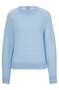 Pullover mit Rundhalsausschnitt aus Alpaka und nachhaltigerer Wolle, Hellblau
