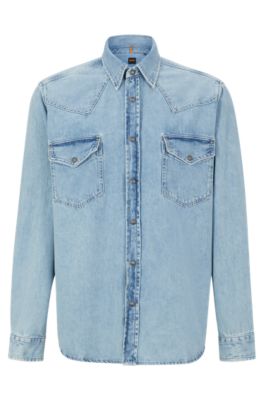 Hugo boss denim shirt new arrivals