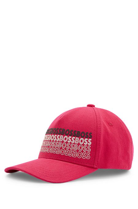 Cotton-twill cap with repeat-logo print, Pink