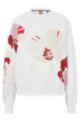 Sweatshirt aus Bio-Baumwolle mit Blumen-Artwork, Weiß