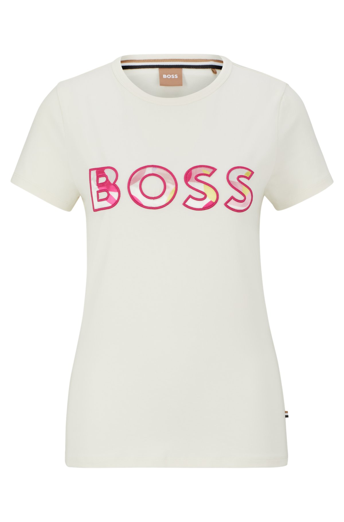 Serie van Krimpen condoom BOSS - T-shirt van stretchkatoen met nieuw seizoenslogo