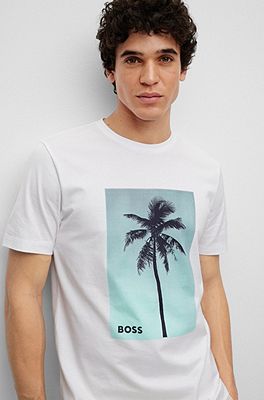 BOSS - コットンジャージー Tシャツ パームツリープリント