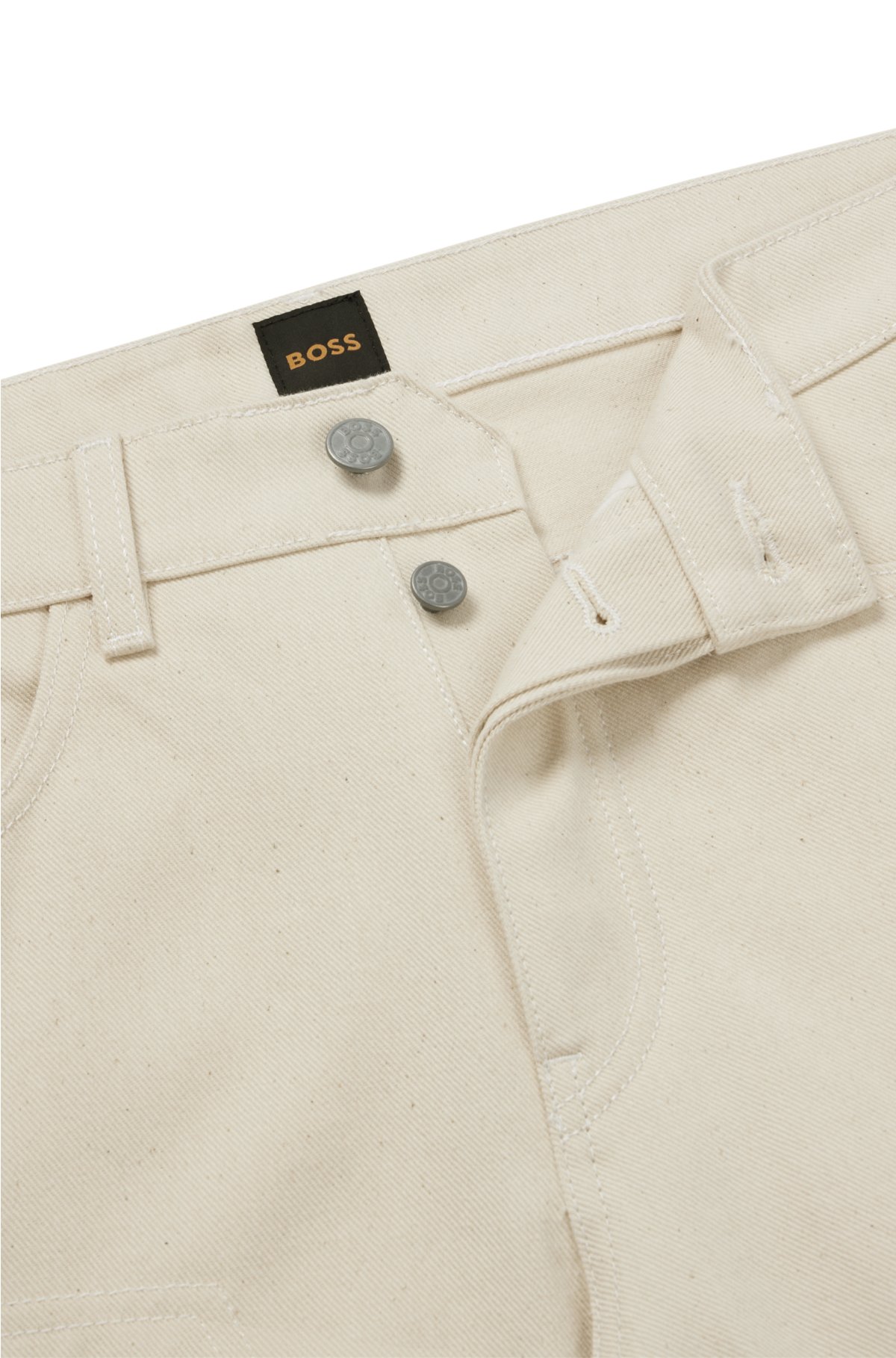 BOSS - Relaxed-fit jeans in ecru signature trims