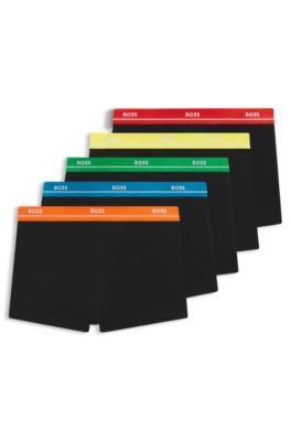 Five-pack of stretch-cotton trunks with logo waistbands, Black