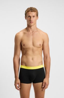 Five-pack of stretch-cotton trunks with logo waistbands, Black