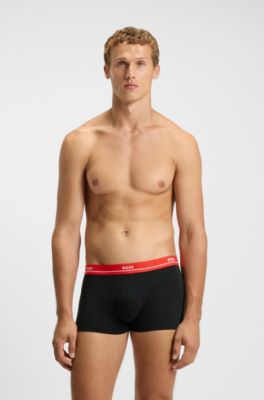 Five-pack of stretch-cotton trunks with logo waistbands, Black