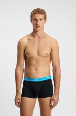 Five-pack of stretch-cotton trunks with logo waistbands, Black