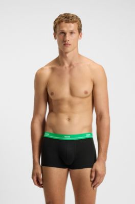 Five-pack of stretch-cotton trunks with logo waistbands, Black