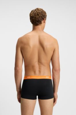 Five-pack of stretch-cotton trunks with logo waistbands, Black