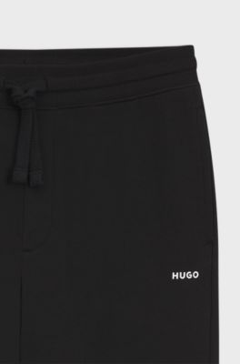 Cotton casual trousers with elasticated cuffs, Black