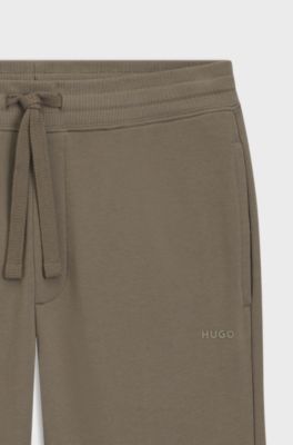 Pantaloni casual in cotone con polsini elasticizzati, Marrone