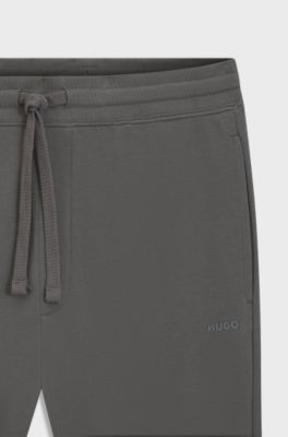 Cotton casual trousers with elasticated cuffs, Grey