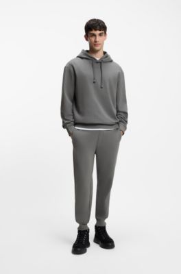 Cotton casual trousers with elasticated cuffs, Grey