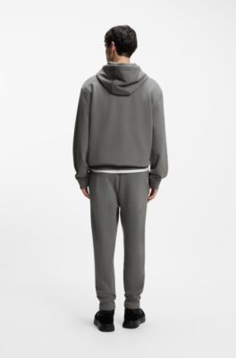 Cuffed tracksuit bottoms in cotton terry with logo print, Grey