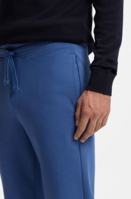 Jogginghose aus Baumwoll-Terry mit kontrastfarbenem Logo, Blau