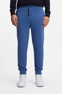 Jogginghose aus Baumwoll-Terry mit kontrastfarbenem Logo, Blau