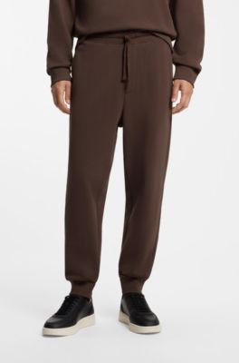 Cotton casual trousers with elasticated cuffs, Brown