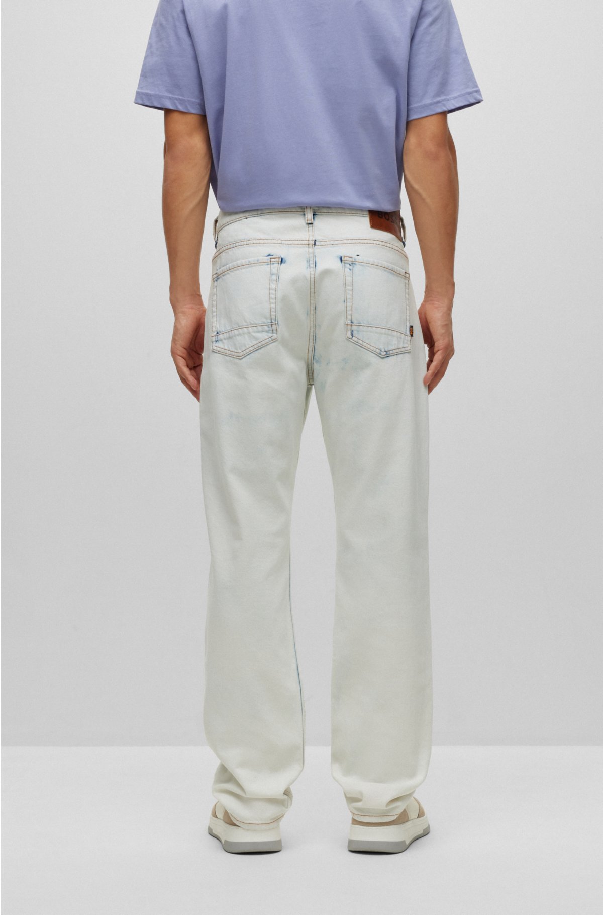 - Relaxed-fit jeans in pale blue denim