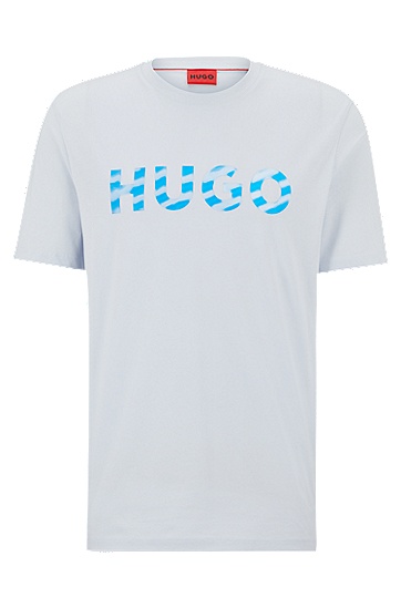 HUGO 雨果立体徽标印花棉质 T 恤,  036_Medium Grey