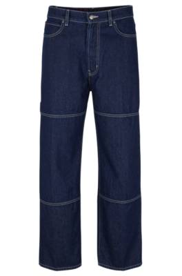 HUGO REGULAR-FIT JEANS IN BLUE DENIM WITH CONTRAST STITCHING