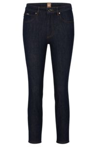 Kortere slim-fit jeans van Stay Indigo-stretchdenim, Donkerblauw