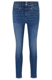 High-waisted skinny-fit jeans in blue stretch denim, Light Blue