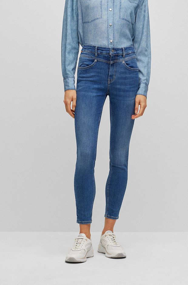 High-waisted skinny-fit jeans in blue stretch denim, Light Blue