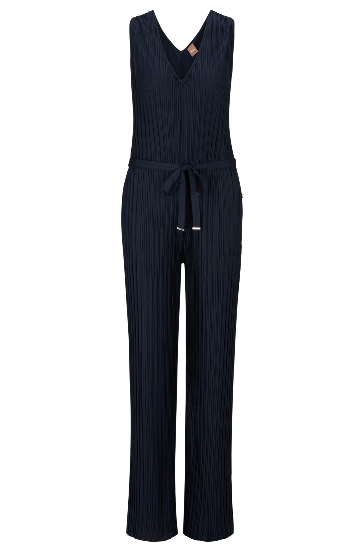 BOSS - Sleeveless V-neck jumpsuit with plissé pleats