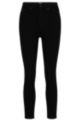 Schwarze Jeans aus Power-Stretch-Denim mit hohem Bund und Cropped-Länge, Schwarz