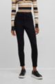 High-waisted cropped jeans in black power-stretch denim, Black