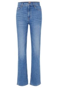 Jeans met hoge taille van comfortabel blauw stretchdenim, Blauw
