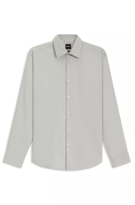 Regular-fit shirt in easy-iron structured stretch cotton