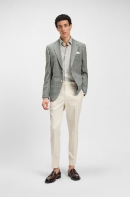 Regular-fit shirt in easy-iron structured stretch cotton, Light Green