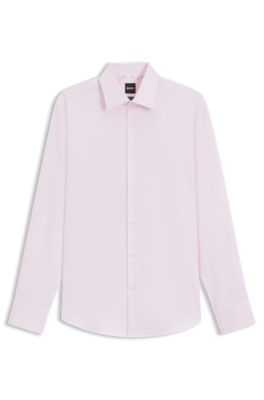 Camisa regular fit de planchado f&aacute;cil en algod&oacute;n el&aacute;stico estructurado, Light Pink