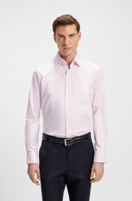 Chemise Regular en coton stretch structur&eacute; facile &agrave; repasser, Rose clair