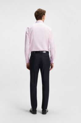Regular-fit shirt in easy-iron structured stretch cotton, light pink