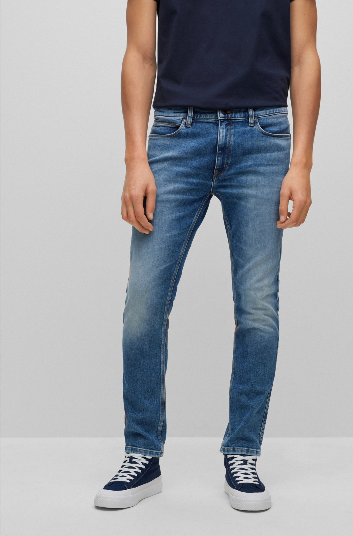 Voorwaarden calcium Welkom HUGO - Extra-slim-fit jeans in super-soft blue denim