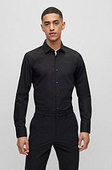 Extra-slim-fit shirt in easy-iron cotton poplin, Black