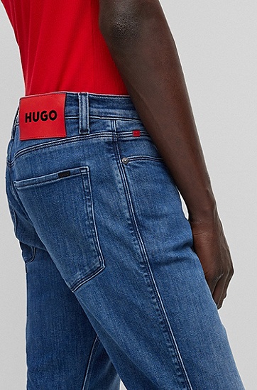 HUGO 雨果蓝色修身舒适弹力牛仔裤,  427_Medium Blue